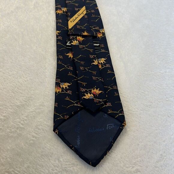 Salvatore Ferragamo Elephant Print Silk Tie - Picture 6 of 10